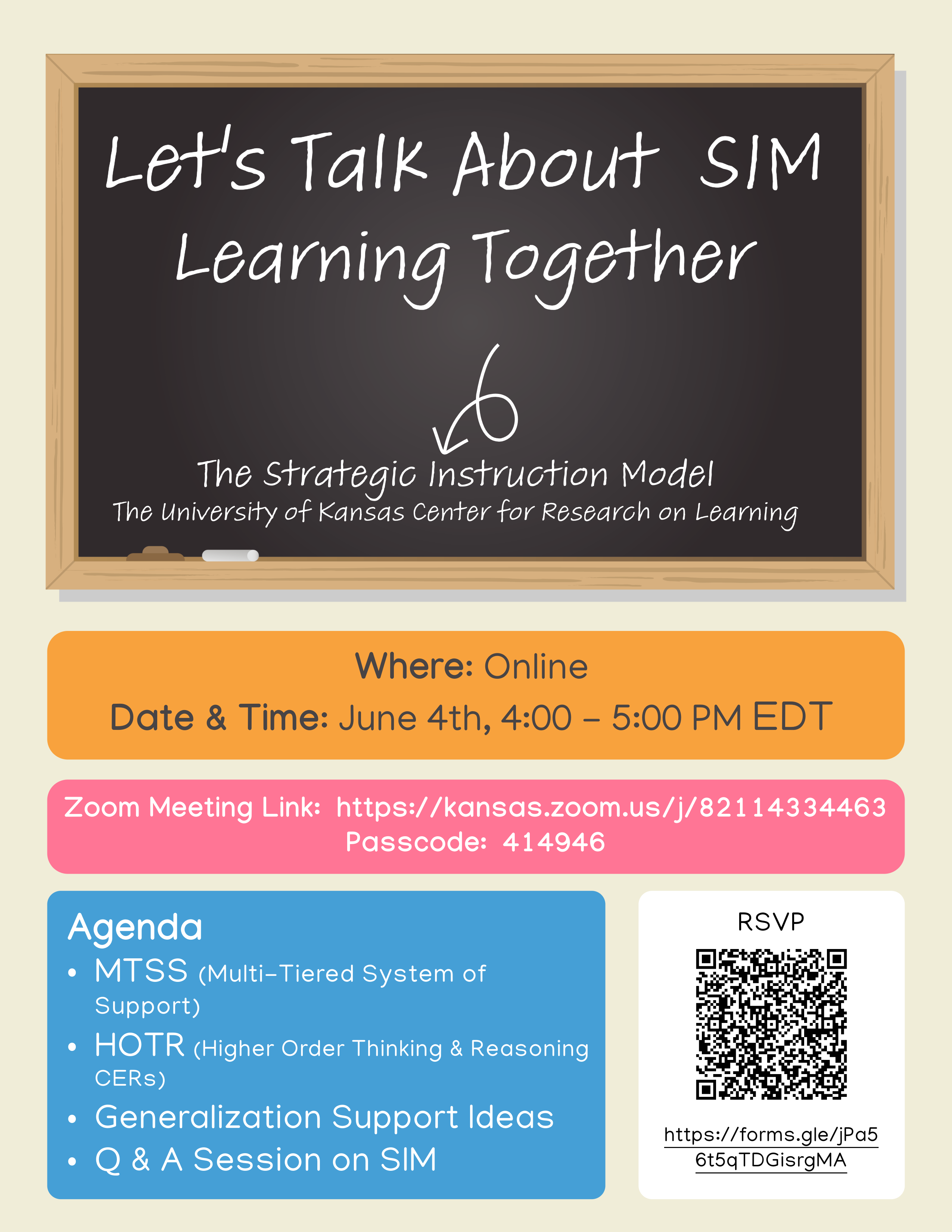 June 4, SIM Learning Together online