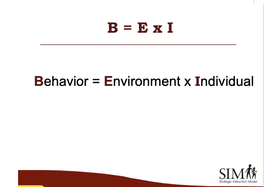 Behavior = Environment x Individual