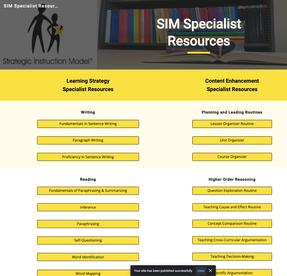 Specialist Resources Home Page