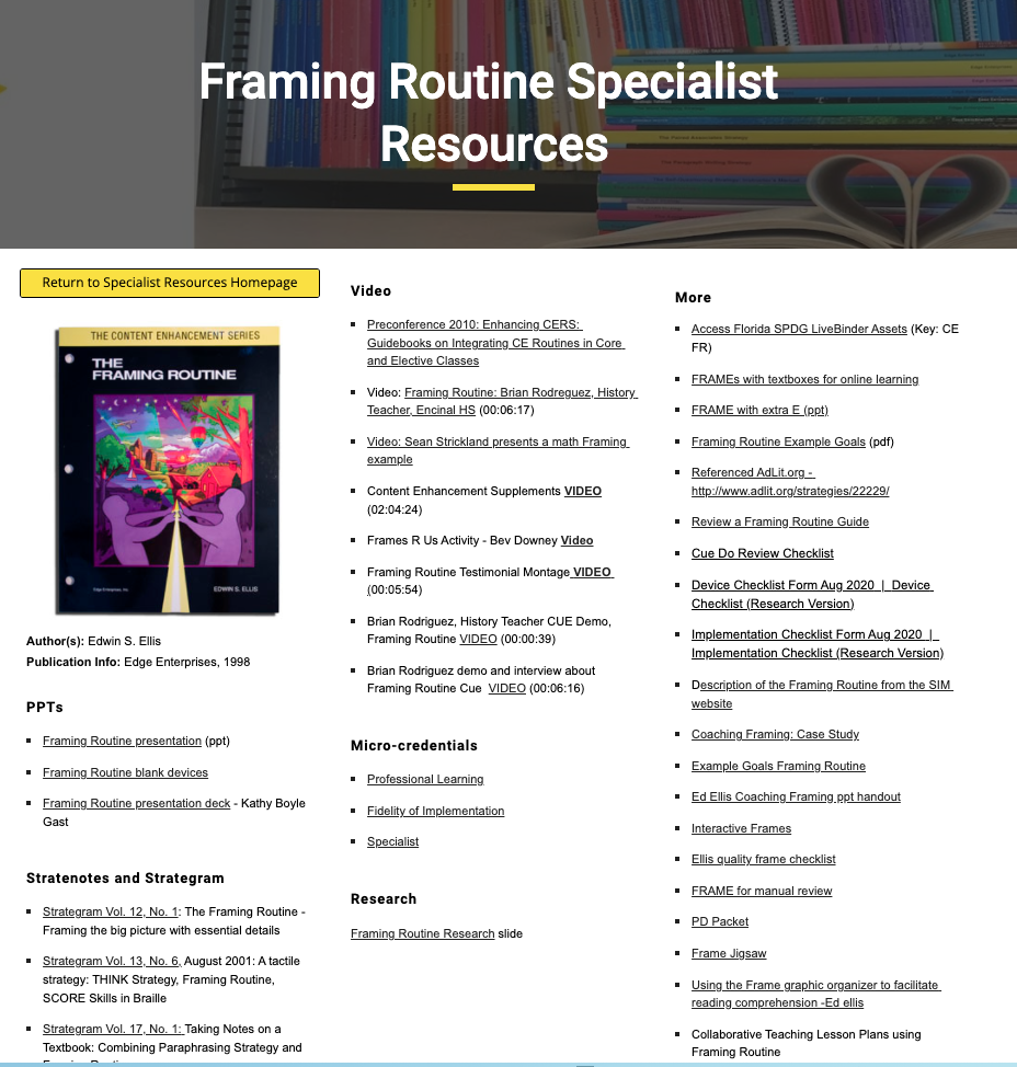 CE Specialist Resources Example